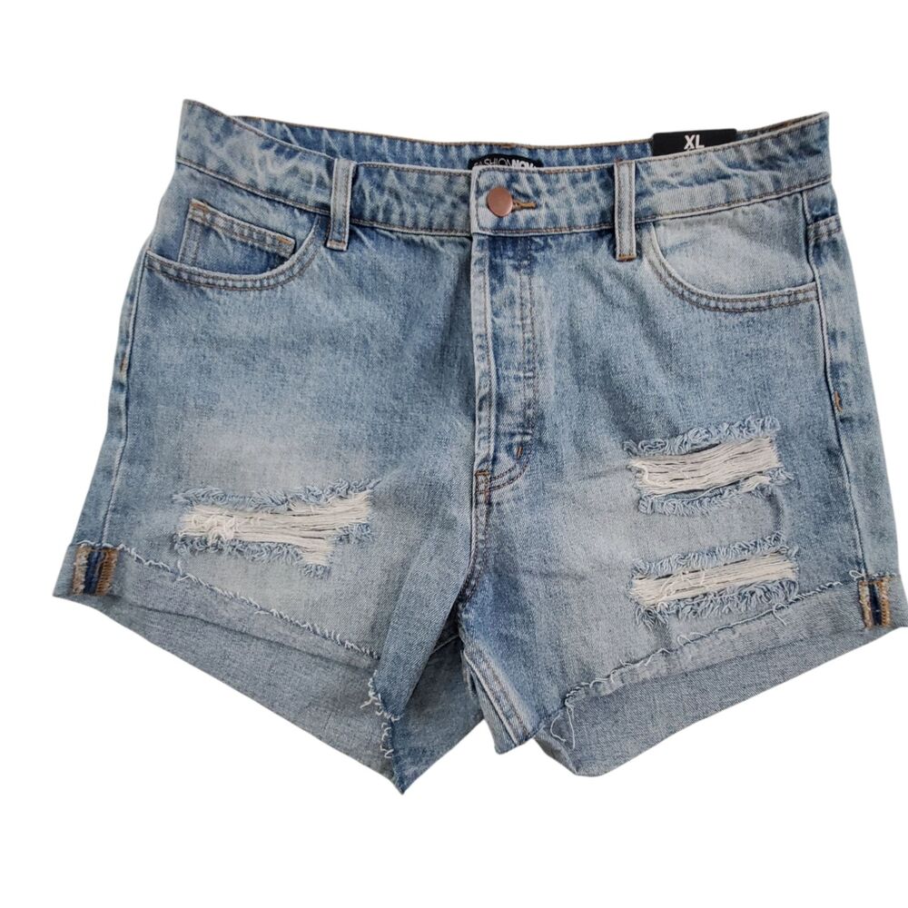 Denim Shorts Medium Blue Wash Women's XL Fashion Nova Can't Cuff Me